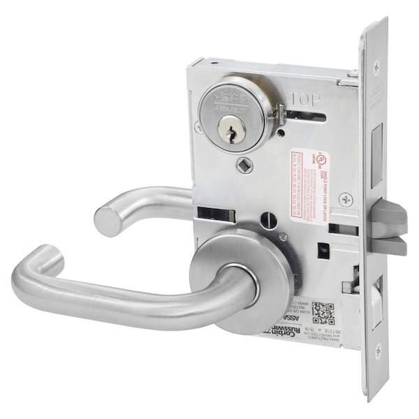 Entrance or Apartment Mortise Lock, LS Lever, A Rose, Satin Chrome